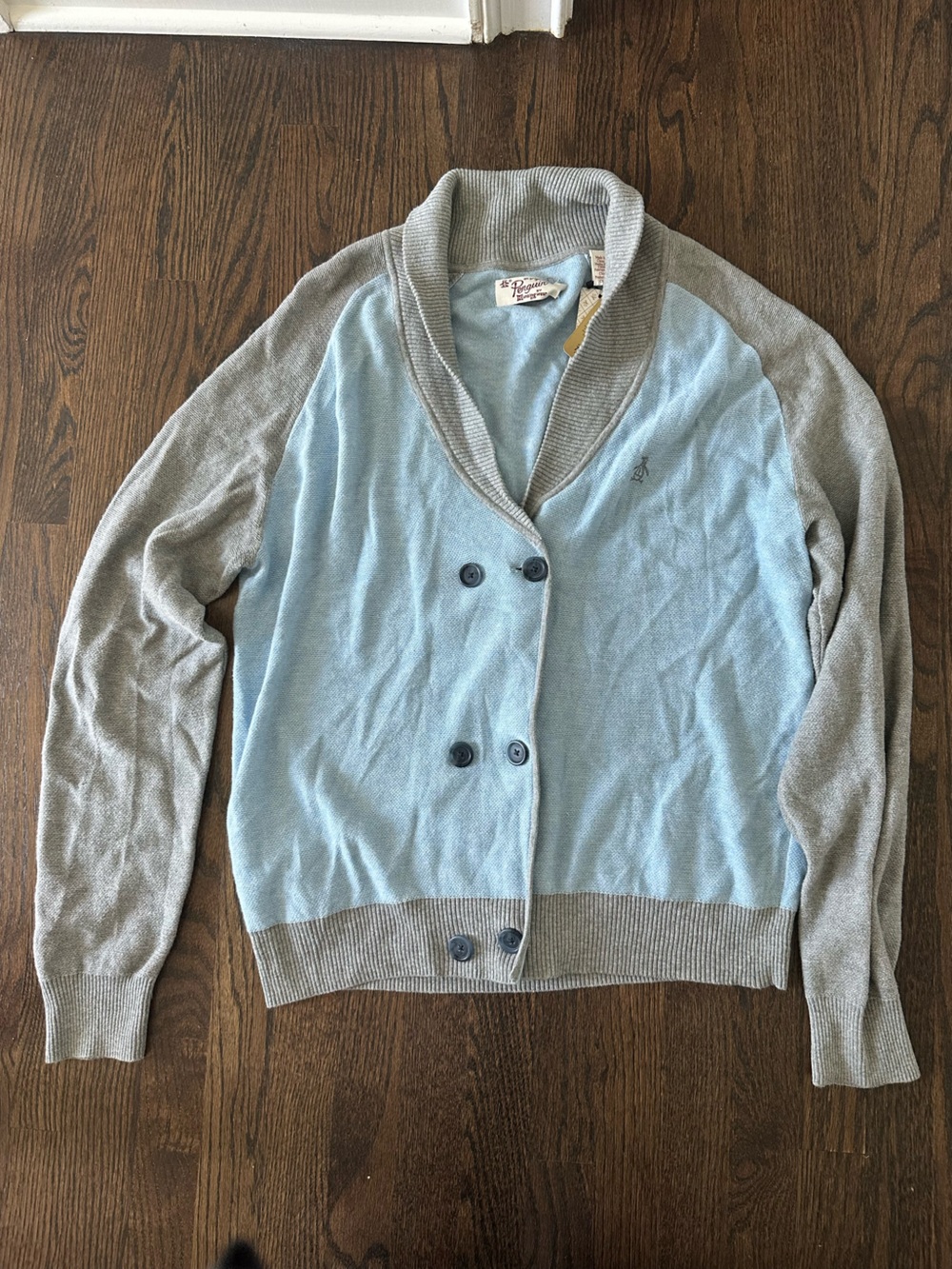 Original Penguin Mens XL Colorblock Shawl Collar Cotton Cardigan Sweater NWT